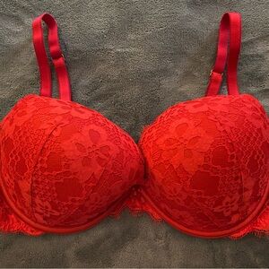 Victoria's Secret Red Lace Full-Coverage Bra